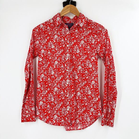 J Crew Womens Liberty Print Button Up Floral Shirt 00 CottageCore Preppy Ditsy - Picture 1 of 7